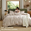 image:imageBedsure PureWoven 100 Washed Cotton Duvet Cover Set Queen Size 3PC  Linen Like Texture Percale Breathable Bedding Set for All Seasons Zipper Closure 8 Corner Ties Charcoal 90 X 9002  Oatmeal No Comforter