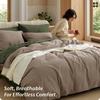 image:imageBedsure PureWoven 100 Washed Cotton Duvet Cover Set Queen Size 3PC  Linen Like Texture Percale Breathable Bedding Set for All Seasons Zipper Closure 8 Corner Ties Charcoal 90 X 9028  Light Brown No Comforter