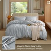 image:imageBedsure PureWoven 100 Washed Cotton Duvet Cover Set Queen Size 3PC  Linen Like Texture Percale Breathable Bedding Set for All Seasons Zipper Closure 8 Corner Ties Charcoal 90 X 9021  Pastel Blue No Comforter