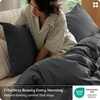 image:imageBedsure PureWoven 100 Washed Cotton Duvet Cover Set Queen Size 3PC  Linen Like Texture Percale Breathable Bedding Set for All Seasons Zipper Closure 8 Corner Ties Charcoal 90 X 9026  Charcoal No Comforter