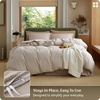 image:imageBedsure PureWoven 100 Washed Cotton Duvet Cover Set Queen Size 3PC  Linen Like Texture Percale Breathable Bedding Set for All Seasons Zipper Closure 8 Corner Ties Charcoal 90 X 9003  Linen Color No Comforter