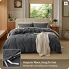 image:imageBedsure PureWoven 100 Washed Cotton Duvet Cover Set Queen Size 3PC  Linen Like Texture Percale Breathable Bedding Set for All Seasons Zipper Closure 8 Corner Ties Charcoal 90 X 9026  Charcoal No Comforter