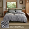 image:imageBedsure PureWoven 100 Washed Cotton Duvet Cover Set Queen Size 3PC  Linen Like Texture Percale Breathable Bedding Set for All Seasons Zipper Closure 8 Corner Ties Charcoal 90 X 9025  Grey No Comforter