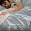 image:imageBedsure PureWoven 100 Washed Cotton Duvet Cover Set Queen Size 3PC  Linen Like Texture Percale Breathable Bedding Set for All Seasons Zipper Closure 8 Corner Ties Charcoal 90 X 9021  Pastel Blue No Comforter