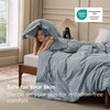 image:imageBedsure PureWoven 100 Washed Cotton Duvet Cover Set Queen Size 3PC  Linen Like Texture Percale Breathable Bedding Set for All Seasons Zipper Closure 8 Corner Ties Charcoal 90 X 9022  Dusty Blue No Comforter