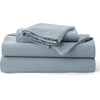 image:imageBedsure PureWoven 100 Washed Cotton Duvet Cover Set Queen Size 3PC  Linen Like Texture Percale Breathable Bedding Set for All Seasons Zipper Closure 8 Corner Ties Charcoal 90 X 9022  Dusty Blue No Comforter