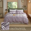 image:imageBedsure PureWoven 100 Washed Cotton Duvet Cover Set Queen Size 3PC  Linen Like Texture Percale Breathable Bedding Set for All Seasons Zipper Closure 8 Corner Ties Charcoal 90 X 9016  Lavender No Comforter