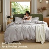 image:imageBedsure PureWoven 100 Washed Cotton Duvet Cover Set Queen Size 3PC  Linen Like Texture Percale Breathable Bedding Set for All Seasons Zipper Closure 8 Corner Ties Charcoal 90 X 9024  Light Grey No Comforter