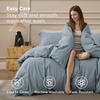 image:imageBedsure PureWoven 100 Washed Cotton Duvet Cover Set Queen Size 3PC  Linen Like Texture Percale Breathable Bedding Set for All Seasons Zipper Closure 8 Corner Ties Charcoal 90 X 9022  Dusty Blue No Comforter
