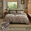 image:imageBedsure PureWoven 100 Washed Cotton Duvet Cover Set Queen Size 3PC  Linen Like Texture Percale Breathable Bedding Set for All Seasons Zipper Closure 8 Corner Ties Charcoal 90 X 9028  Light Brown No Comforter