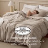 image:imageBedsure PureWoven 100 Washed Cotton Duvet Cover Set Queen Size 3PC  Linen Like Texture Percale Breathable Bedding Set for All Seasons Zipper Closure 8 Corner Ties Charcoal 90 X 9009  Tannish Linen Grey No Comforter