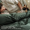 image:imageBedsure PureWoven 100 Washed Cotton Duvet Cover Set Queen Size 3PC  Linen Like Texture Percale Breathable Bedding Set for All Seasons Zipper Closure 8 Corner Ties Charcoal 90 X 9010  Forest Green No Comforter