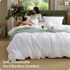 image:imageBedsure PureWoven 100 Washed Cotton Duvet Cover Set Queen Size 3PC  Linen Like Texture Percale Breathable Bedding Set for All Seasons Zipper Closure 8 Corner Ties Charcoal 90 X 9011  Bright White No Comforter
