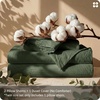 image:imageBedsure PureWoven 100 Washed Cotton Duvet Cover Set Queen Size 3PC  Linen Like Texture Percale Breathable Bedding Set for All Seasons Zipper Closure 8 Corner Ties Charcoal 90 X 9009  Olive Green No Comforter
