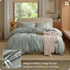 image:imageBedsure PureWoven 100 Washed Cotton Duvet Cover Set Queen Size 3PC  Linen Like Texture Percale Breathable Bedding Set for All Seasons Zipper Closure 8 Corner Ties Charcoal 90 X 9009  Sage Green No Comforter