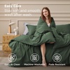 image:imageBedsure PureWoven 100 Washed Cotton Duvet Cover Set Queen Size 3PC  Linen Like Texture Percale Breathable Bedding Set for All Seasons Zipper Closure 8 Corner Ties Charcoal 90 X 9009  Olive Green No Comforter