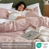 image:imageBedsure PureWoven 100 Washed Cotton Duvet Cover Set Queen Size 3PC  Linen Like Texture Percale Breathable Bedding Set for All Seasons Zipper Closure 8 Corner Ties Charcoal 90 X 9015  Petal Pink No Comforter