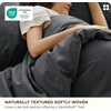 image:imageBedsure PureWoven 100 Washed Cotton Duvet Cover Set Queen Size 3PC  Linen Like Texture Percale Breathable Bedding Set for All Seasons Zipper Closure 8 Corner Ties Charcoal 90 X 9034  Slub Charcoal No Comforter