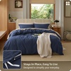 image:imageBedsure PureWoven 100 Washed Cotton Duvet Cover Set Queen Size 3PC  Linen Like Texture Percale Breathable Bedding Set for All Seasons Zipper Closure 8 Corner Ties Charcoal 90 X 9023  Navy No Comforter