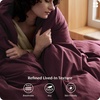 image:imageBedsure PureWoven 100 Washed Cotton Duvet Cover Set Queen Size 3PC  Linen Like Texture Percale Breathable Bedding Set for All Seasons Zipper Closure 8 Corner Ties Charcoal 90 X 9020  Burgundy No Comforter