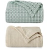 image:imageBedsure Bundle of 1 Muslin Blanket King amp 1 Waffle Blanket King