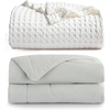 image:imageBedsure Cooling Cotton Waffle Blanket Ivory and Cooling Blankets for Hot Sleepers Grey Queen Size