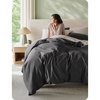 image:imageBedsure GOTS Organic Cotton Queen Duvet Cover Set Pure White 90 x 90  for Sensitive Skin8 Interior Ties Keep Insert Secure Hidden Zipper Breathable Comfort in Ivory with 2 Pillow ShamsDark Gray No Comforter
