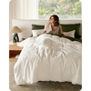 image:imageBedsure GOTS Organic Cotton Queen Duvet Cover Set Pure White 90 x 90  for Sensitive Skin8 Interior Ties Keep Insert Secure Hidden Zipper Breathable Comfort in Ivory with 2 Pillow ShamsIvory No Comforter