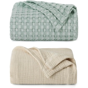 image:imageBedsure Bundle of 1 Muslin Blanket King amp 1 Waffle Blanket King