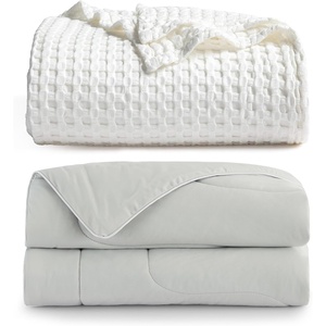 image:imageBedsure Cooling Cotton Waffle Blanket Ivory and Cooling Blankets for Hot Sleepers Grey Queen Size