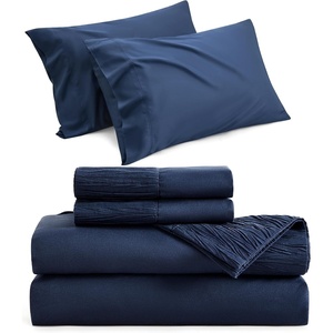 image:imageBedsure Cooling Pillow Cases King Bundle California King Size Sheets Set Navy