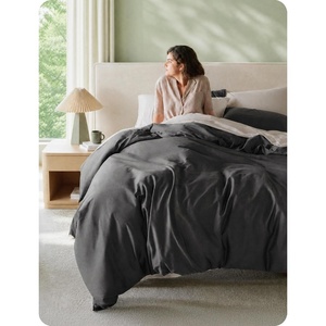image:imageBedsure GOTS Organic Cotton Queen Duvet Cover Set Pure White 90 x 90  for Sensitive Skin8 Interior Ties Keep Insert Secure Hidden Zipper Breathable Comfort in Ivory with 2 Pillow ShamsDark Gray No Comforter