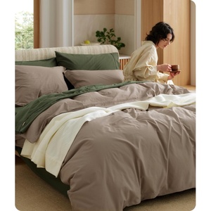 image:imageBedsure PureWoven 100 Washed Cotton Duvet Cover Set Queen Size 3PC  Linen Like Texture Percale Breathable Bedding Set for All Seasons Zipper Closure 8 Corner Ties Charcoal 90 X 9028  Light Brown No Comforter