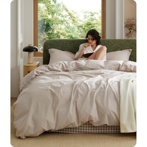 image:imageBedsure PureWoven 100 Washed Cotton Duvet Cover Set Queen Size 3PC  Linen Like Texture Percale Breathable Bedding Set for All Seasons Zipper Closure 8 Corner Ties Charcoal 90 X 9003  Linen Color No Comforter