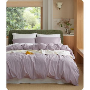 image:imageBedsure PureWoven 100 Washed Cotton Duvet Cover Set Queen Size 3PC  Linen Like Texture Percale Breathable Bedding Set for All Seasons Zipper Closure 8 Corner Ties Charcoal 90 X 9016  Lavender No Comforter