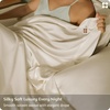 image:imageBedsure PureWoven Organically Grown Bamboo Viscose King Size Sheets Set  Cooling Bed Sheets for Hot Sleepers 18 Deep Pocket with Corner Straps Luxury Silky Soft Breathable OekoTex Navy02  Beige