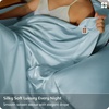 image:imageBedsure PureWoven Organically Grown Bamboo Viscose King Size Sheets Set  Cooling Bed Sheets for Hot Sleepers 18 Deep Pocket with Corner Straps Luxury Silky Soft Breathable OekoTex Navy10  Light Blue
