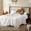 image:imageBedsure PureWoven Organically Grown Bamboo Viscose King Size Sheets Set  Cooling Bed Sheets for Hot Sleepers 18 Deep Pocket with Corner Straps Luxury Silky Soft Breathable OekoTex Navy01  White
