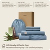 image:imageBedsure PureWoven Organically Grown Bamboo Viscose King Size Sheets Set  Cooling Bed Sheets for Hot Sleepers 18 Deep Pocket with Corner Straps Luxury Silky Soft Breathable OekoTex Navy04  Mineral Blue