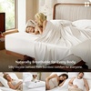 image:imageBedsure PureWoven Organically Grown Bamboo Viscose King Size Sheets Set  Cooling Bed Sheets for Hot Sleepers 18 Deep Pocket with Corner Straps Luxury Silky Soft Breathable OekoTex Navy01  White