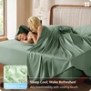 image:imageBedsure PureWoven Organically Grown Bamboo Viscose King Size Sheets Set  Cooling Bed Sheets for Hot Sleepers 18 Deep Pocket with Corner Straps Luxury Silky Soft Breathable OekoTex Navy07  Sage Green