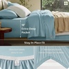 image:imageBedsure PureWoven Organically Grown Bamboo Viscose King Size Sheets Set  Cooling Bed Sheets for Hot Sleepers 18 Deep Pocket with Corner Straps Luxury Silky Soft Breathable OekoTex Navy10  Light Blue