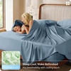 image:imageBedsure PureWoven Organically Grown Bamboo Viscose King Size Sheets Set  Cooling Bed Sheets for Hot Sleepers 18 Deep Pocket with Corner Straps Luxury Silky Soft Breathable OekoTex Navy04  Mineral Blue