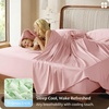 image:imageBedsure PureWoven Organically Grown Bamboo Viscose King Size Sheets Set  Cooling Bed Sheets for Hot Sleepers 18 Deep Pocket with Corner Straps Luxury Silky Soft Breathable OekoTex Navy08  Pink