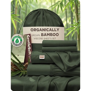 image:imageBedsure PureWoven Organically Grown Bamboo Viscose King Size Sheets Set  Cooling Bed Sheets for Hot Sleepers 18 Deep Pocket with Corner Straps Luxury Silky Soft Breathable OekoTex Navy05  Olive Green