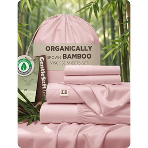 image:imageBedsure PureWoven Organically Grown Bamboo Viscose King Size Sheets Set  Cooling Bed Sheets for Hot Sleepers 18 Deep Pocket with Corner Straps Luxury Silky Soft Breathable OekoTex Navy08  Pink