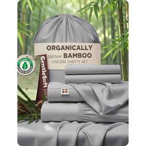 image:imageBedsure PureWoven Organically Grown Bamboo Viscose King Size Sheets Set  Cooling Bed Sheets for Hot Sleepers 18 Deep Pocket with Corner Straps Luxury Silky Soft Breathable OekoTex Navy06  Grey