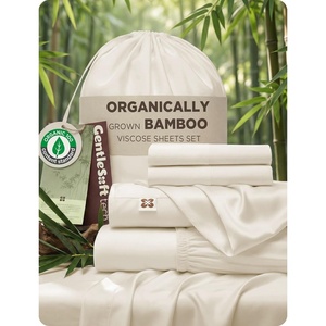 image:imageBedsure PureWoven Organically Grown Bamboo Viscose King Size Sheets Set  Cooling Bed Sheets for Hot Sleepers 18 Deep Pocket with Corner Straps Luxury Silky Soft Breathable OekoTex Navy02  Beige