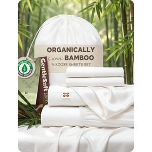 image:imageBedsure PureWoven Organically Grown Bamboo Viscose King Size Sheets Set  Cooling Bed Sheets for Hot Sleepers 18 Deep Pocket with Corner Straps Luxury Silky Soft Breathable OekoTex Navy01  White