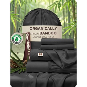 image:imageBedsure PureWoven Organically Grown Bamboo Viscose King Size Sheets Set  Cooling Bed Sheets for Hot Sleepers 18 Deep Pocket with Corner Straps Luxury Silky Soft Breathable OekoTex Navy09  Charcoal